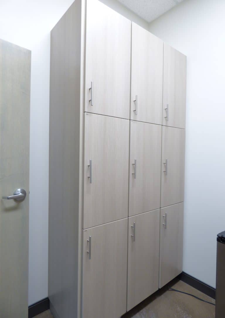 Wall closet cabinets at River Valley Orthodontics.