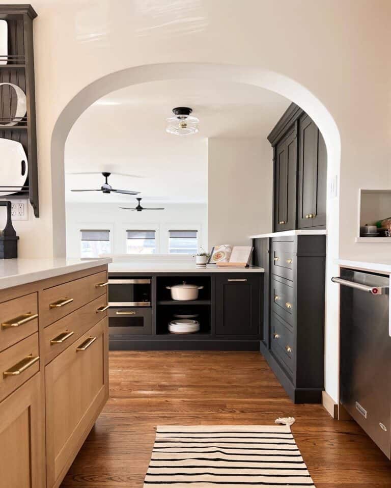 custom cabinets from Millennial Cabinetry and Millwork archway